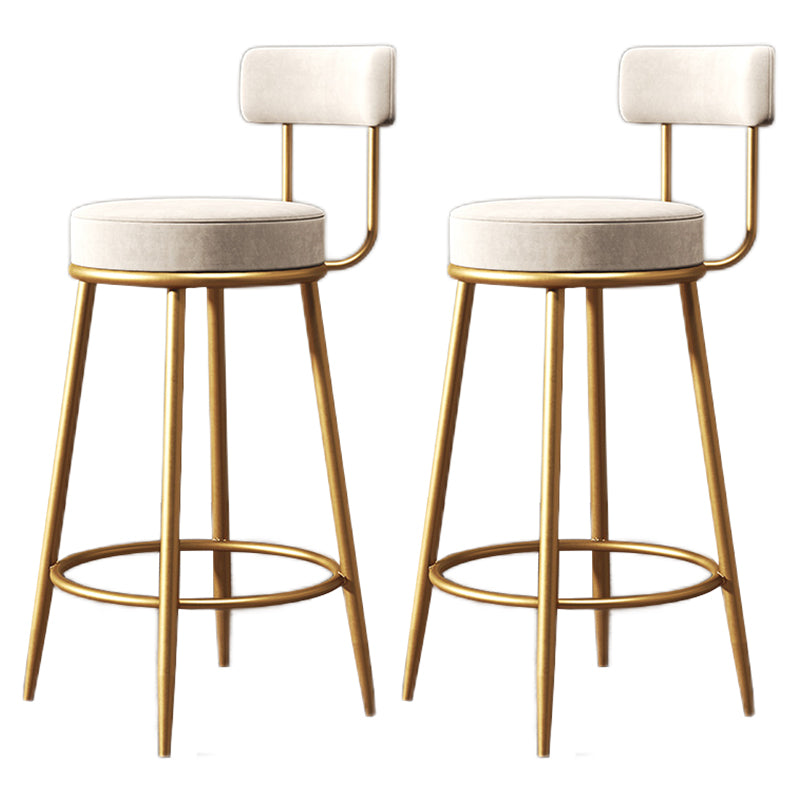 Glam Metal Upholstered Bar Stool Bristol Barstool with Iron Legs and Low Back White 2 Piece Set Clearhalo 'Bar Furniture' 'Bar Stools' 'bar_stools' 'furn' 'furn_bar_stools' 'furniture_bar_stools' 'Kitchen & Dining Furniture' 'kitchen&dining_furn' 'kitchen' 'kitchen_furn' Furniture' 4544818