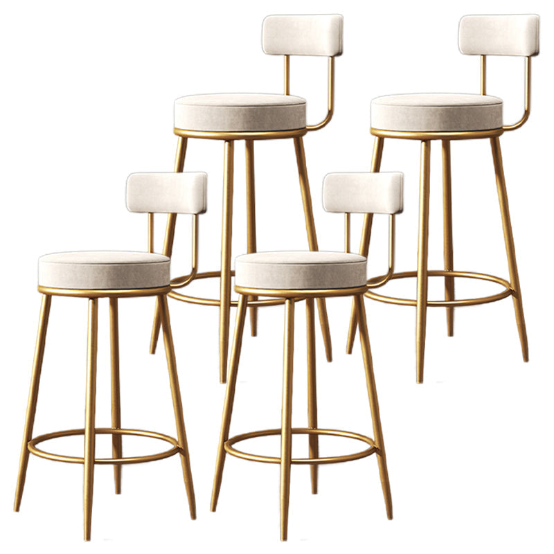 Glam Metal Upholstered Bar Stool Bristol Barstool with Iron Legs and Low Back White 4 Piece Set Clearhalo 'Bar Furniture' 'Bar Stools' 'bar_stools' 'furn' 'furn_bar_stools' 'furniture_bar_stools' 'Kitchen & Dining Furniture' 'kitchen&dining_furn' 'kitchen' 'kitchen_furn' Furniture' 4544819