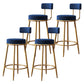 Glam Metal Upholstered Bar Stool Bristol Barstool with Iron Legs and Low Back Blue 4 Piece Set Bar Stool(30"H) Clearhalo 'Bar Furniture' 'Bar Stools' 'bar_stools' 'furn' 'furn_bar_stools' 'furniture_bar_stools' 'Kitchen & Dining Furniture' 'kitchen&dining_furn' 'kitchen' 'kitchen_furn' Furniture' 4544822