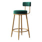 Glam Metal Upholstered Bar Stool Bristol Barstool with Iron Legs and Low Back Green 1 Piece Clearhalo 'Bar Furniture' 'Bar Stools' 'bar_stools' 'furn' 'furn_bar_stools' 'furniture_bar_stools' 'Kitchen & Dining Furniture' 'kitchen&dining_furn' 'kitchen' 'kitchen_furn' Furniture' 4544823