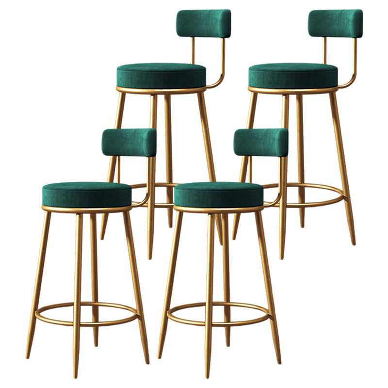 Glam Metal Upholstered Bar Stool Bristol Barstool with Iron Legs and Low Back Green 4 Piece Set Clearhalo 'Bar Furniture' 'Bar Stools' 'bar_stools' 'furn' 'furn_bar_stools' 'furniture_bar_stools' 'Kitchen & Dining Furniture' 'kitchen&dining_furn' 'kitchen' 'kitchen_furn' Furniture' 4544825