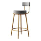 Glam Metal Upholstered Bar Stool Bristol Barstool with Iron Legs and Low Back Grey 1 Piece Clearhalo 'Bar Furniture' 'Bar Stools' 'bar_stools' 'furn' 'furn_bar_stools' 'furniture_bar_stools' 'Kitchen & Dining Furniture' 'kitchen&dining_furn' 'kitchen' 'kitchen_furn' Furniture' 4544826