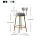 Glam Metal Upholstered Bar Stool Bristol Barstool with Iron Legs and Low Back Clearhalo 'Bar Furniture' 'Bar Stools' 'bar_stools' 'furn' 'furn_bar_stools' 'furniture_bar_stools' 'Kitchen & Dining Furniture' 'kitchen&dining_furn' 'kitchen' 'kitchen_furn' Furniture' 4544829