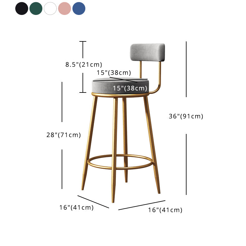 Glam Metal Upholstered Bar Stool Bristol Barstool with Iron Legs and Low Back Clearhalo 'Bar Furniture' 'Bar Stools' 'bar_stools' 'furn' 'furn_bar_stools' 'furniture_bar_stools' 'Kitchen & Dining Furniture' 'kitchen&dining_furn' 'kitchen' 'kitchen_furn' Furniture' 4544832