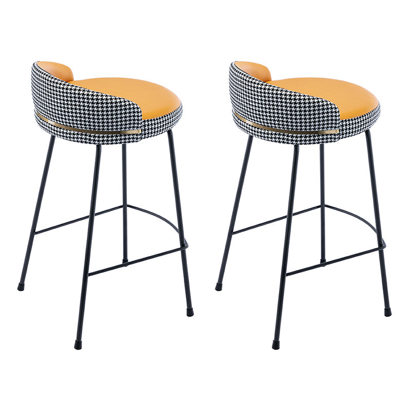 Modern Counter Bar Stool Armless Leather Bar Stool with Footrest Metal Base Orange 2 Piece Set Bar Stool (28" H) Clearhalo 'Bar Furniture' 'Bar Stools' 'bar_stools' 'furn' 'furn_bar_stools' 'furniture_bar_stools' 'Kitchen & Dining Furniture' 'kitchen&dining_furn' 'kitchen' 'kitchen_furn' Furniture' 4544836