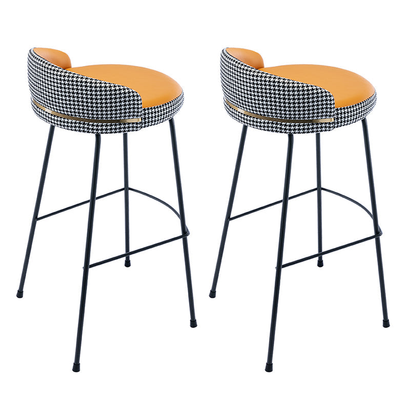 Modern Counter Bar Stool Armless Leather Bar Stool with Footrest Metal Base Orange 2 Piece Set Bar Stool(31"H) Clearhalo 'Bar Furniture' 'Bar Stools' 'bar_stools' 'furn' 'furn_bar_stools' 'furniture_bar_stools' 'Kitchen & Dining Furniture' 'kitchen&dining_furn' 'kitchen' 'kitchen_furn' Furniture' 4544837