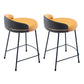 Modern Counter Bar Stool Armless Leather Bar Stool with Footrest Metal Base Light Orange 2 Piece Set Counter Stool (24"H) Clearhalo 'Bar Furniture' 'Bar Stools' 'bar_stools' 'furn' 'furn_bar_stools' 'furniture_bar_stools' 'Kitchen & Dining Furniture' 'kitchen&dining_furn' 'kitchen' 'kitchen_furn' Furniture' 4544840