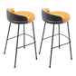 Modern Counter Bar Stool Armless Leather Bar Stool with Footrest Metal Base Light Orange 2 Piece Set Bar Stool(31"H) Clearhalo 'Bar Furniture' 'Bar Stools' 'bar_stools' 'furn' 'furn_bar_stools' 'furniture_bar_stools' 'Kitchen & Dining Furniture' 'kitchen&dining_furn' 'kitchen' 'kitchen_furn' Furniture' 4544843