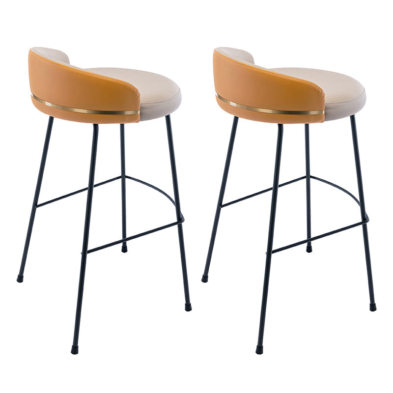 Modern Counter Bar Stool Armless Leather Bar Stool with Footrest Metal Base Light Gray 2 Piece Set Bar Stool(31"H) Clearhalo 'Bar Furniture' 'Bar Stools' 'bar_stools' 'furn' 'furn_bar_stools' 'furniture_bar_stools' 'Kitchen & Dining Furniture' 'kitchen&dining_furn' 'kitchen' 'kitchen_furn' Furniture' 4544849