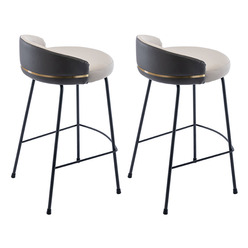 Modern Counter Bar Stool Armless Leather Bar Stool with Footrest Metal Base Grey 2 Piece Set Bar Stool (28" H) Clearhalo 'Bar Furniture' 'Bar Stools' 'bar_stools' 'furn' 'furn_bar_stools' 'furniture_bar_stools' 'Kitchen & Dining Furniture' 'kitchen&dining_furn' 'kitchen' 'kitchen_furn' Furniture' 4544853
