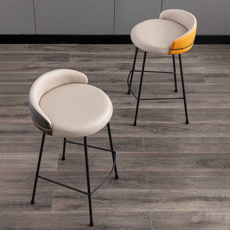Modern Counter Bar Stool Armless Leather Bar Stool with Footrest Metal Base Clearhalo 'Bar Furniture' 'Bar Stools' 'bar_stools' 'furn' 'furn_bar_stools' 'furniture_bar_stools' 'Kitchen & Dining Furniture' 'kitchen&dining_furn' 'kitchen' 'kitchen_furn' Furniture' 4544854