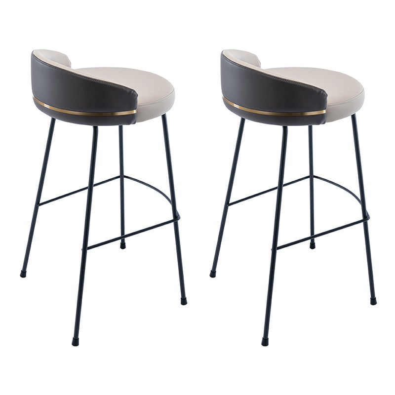 Modern Counter Bar Stool Armless Leather Bar Stool with Footrest Metal Base Grey 2 Piece Set Bar Stool(31"H) Clearhalo 'Bar Furniture' 'Bar Stools' 'bar_stools' 'furn' 'furn_bar_stools' 'furniture_bar_stools' 'Kitchen & Dining Furniture' 'kitchen&dining_furn' 'kitchen' 'kitchen_furn' Furniture' 4544855