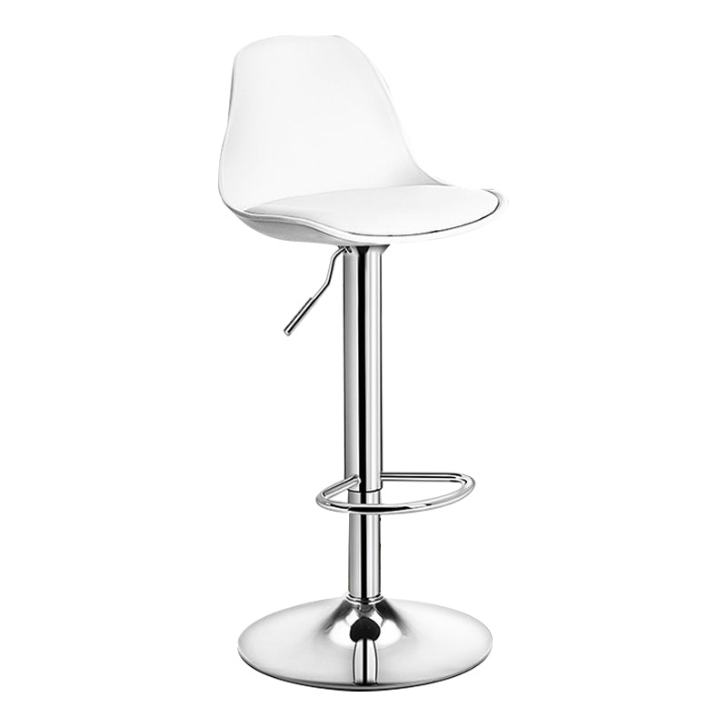 Modern Adjustable Height Bar Stool Swivel Plastic Low Back Counter Stool White Silver 1 Piece Clearhalo 'Bar Furniture' 'Bar Stools' 'bar_stools' 'furn' 'furn_bar_stools' 'furniture_bar_stools' 'Kitchen & Dining Furniture' 'kitchen&dining_furn' 'kitchen' 'kitchen_furn' Furniture' 4544860