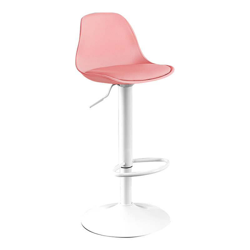Modern Adjustable Height Bar Stool Swivel Plastic Low Back Counter Stool Pink White 1 Piece Clearhalo 'Bar Furniture' 'Bar Stools' 'bar_stools' 'furn' 'furn_bar_stools' 'furniture_bar_stools' 'Kitchen & Dining Furniture' 'kitchen&dining_furn' 'kitchen' 'kitchen_furn' Furniture' 4544867