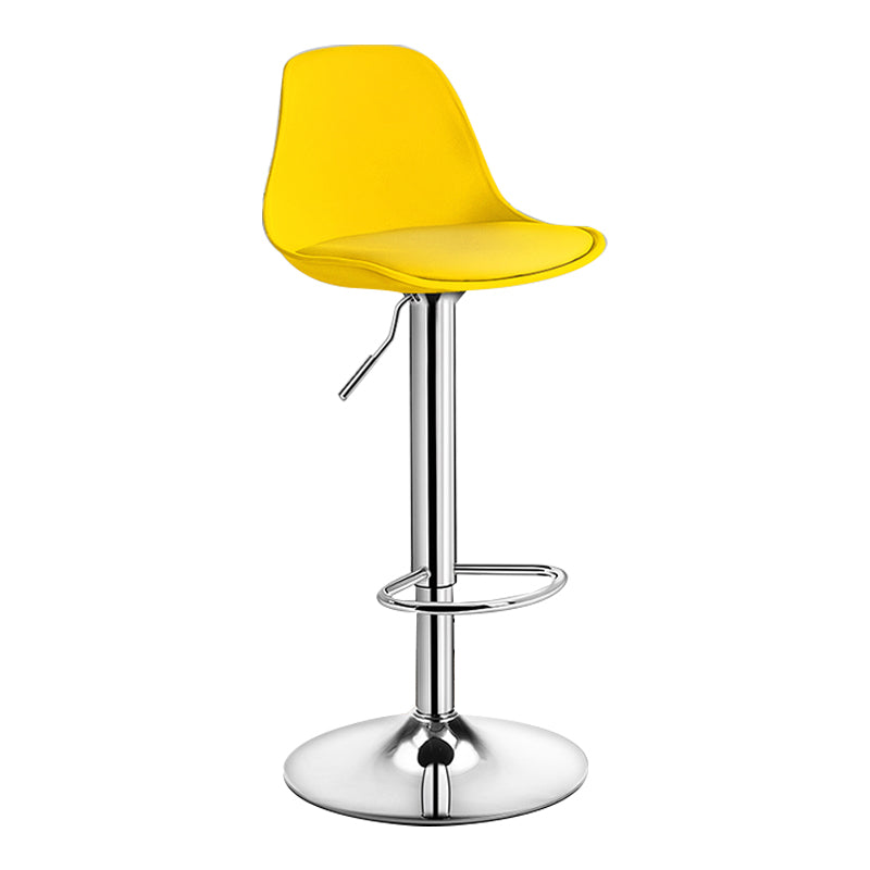 Modern Adjustable Height Bar Stool Swivel Plastic Low Back Counter Stool Yellow Silver 1 Piece Clearhalo 'Bar Furniture' 'Bar Stools' 'bar_stools' 'furn' 'furn_bar_stools' 'furniture_bar_stools' 'Kitchen & Dining Furniture' 'kitchen&dining_furn' 'kitchen' 'kitchen_furn' Furniture' 4544869