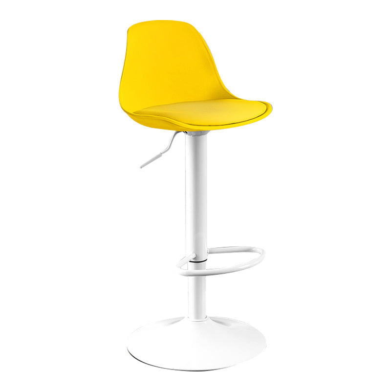 Modern Adjustable Height Bar Stool Swivel Plastic Low Back Counter Stool Yellow White 1 Piece Clearhalo 'Bar Furniture' 'Bar Stools' 'bar_stools' 'furn' 'furn_bar_stools' 'furniture_bar_stools' 'Kitchen & Dining Furniture' 'kitchen&dining_furn' 'kitchen' 'kitchen_furn' Furniture' 4544871