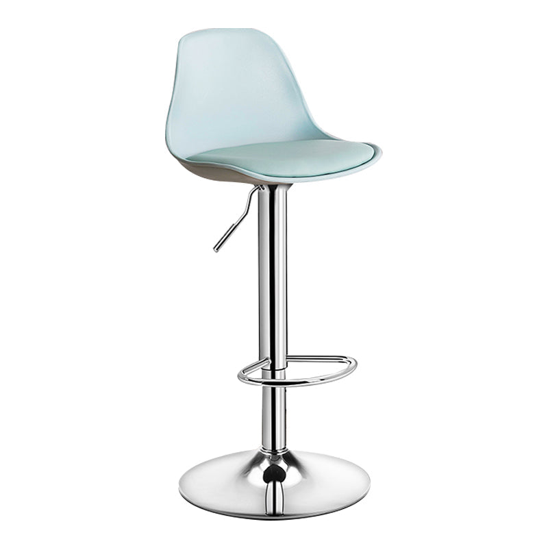 Modern Adjustable Height Bar Stool Swivel Plastic Low Back Counter Stool Light Green Silver 1 Piece Clearhalo 'Bar Furniture' 'Bar Stools' 'bar_stools' 'furn' 'furn_bar_stools' 'furniture_bar_stools' 'Kitchen & Dining Furniture' 'kitchen&dining_furn' 'kitchen' 'kitchen_furn' Furniture' 4544873