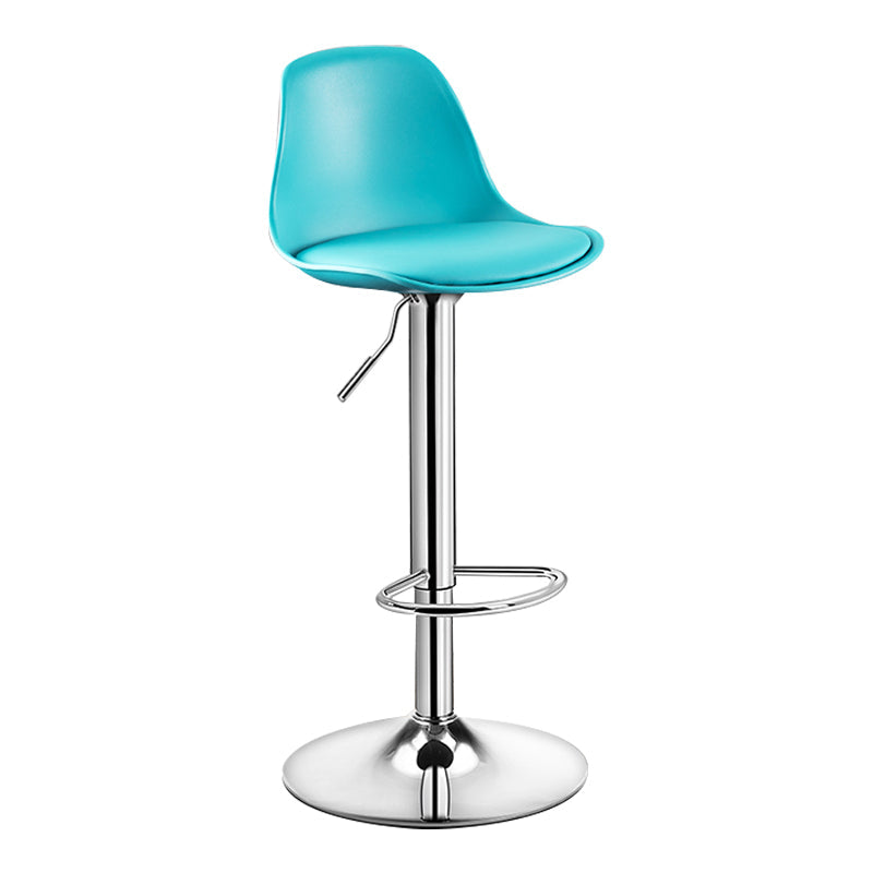 Modern Adjustable Height Bar Stool Swivel Plastic Low Back Counter Stool Lake Blue Silver 1 Piece Clearhalo 'Bar Furniture' 'Bar Stools' 'bar_stools' 'furn' 'furn_bar_stools' 'furniture_bar_stools' 'Kitchen & Dining Furniture' 'kitchen&dining_furn' 'kitchen' 'kitchen_furn' Furniture' 4544876