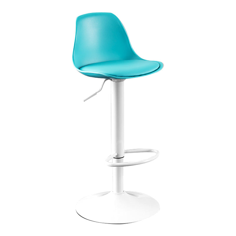 Modern Adjustable Height Bar Stool Swivel Plastic Low Back Counter Stool Lake Blue White 1 Piece Clearhalo 'Bar Furniture' 'Bar Stools' 'bar_stools' 'furn' 'furn_bar_stools' 'furniture_bar_stools' 'Kitchen & Dining Furniture' 'kitchen&dining_furn' 'kitchen' 'kitchen_furn' Furniture' 4544879