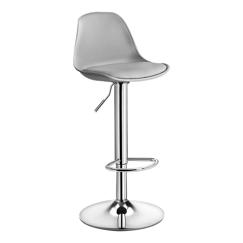 Modern Adjustable Height Bar Stool Swivel Plastic Low Back Counter Stool Grey Silver 1 Piece Clearhalo 'Bar Furniture' 'Bar Stools' 'bar_stools' 'furn' 'furn_bar_stools' 'furniture_bar_stools' 'Kitchen & Dining Furniture' 'kitchen&dining_furn' 'kitchen' 'kitchen_furn' Furniture' 4544880