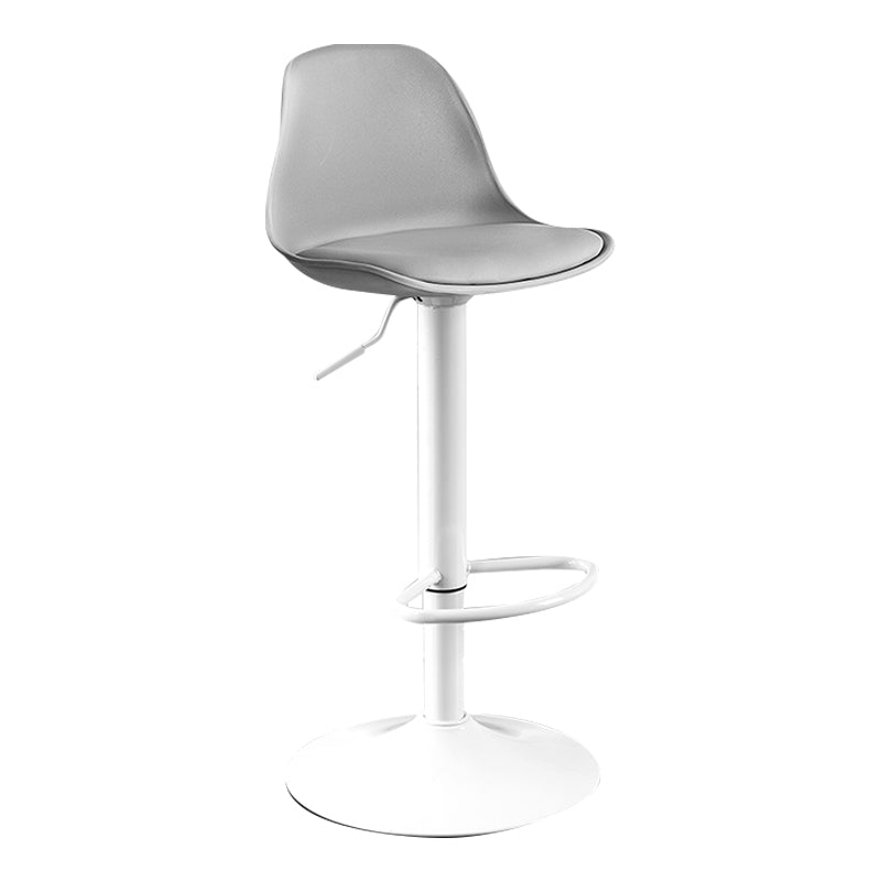Modern Adjustable Height Bar Stool Swivel Plastic Low Back Counter Stool Grey White 1 Piece Clearhalo 'Bar Furniture' 'Bar Stools' 'bar_stools' 'furn' 'furn_bar_stools' 'furniture_bar_stools' 'Kitchen & Dining Furniture' 'kitchen&dining_furn' 'kitchen' 'kitchen_furn' Furniture' 4544881