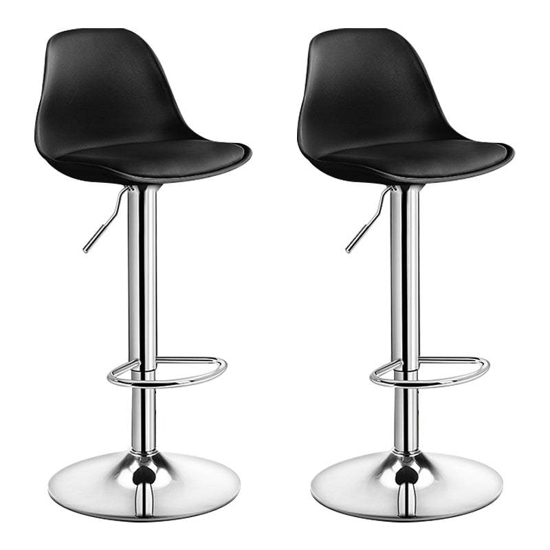Modern Adjustable Height Bar Stool Swivel Plastic Low Back Counter Stool Black Silver 2 Piece Set Clearhalo 'Bar Furniture' 'Bar Stools' 'bar_stools' 'furn' 'furn_bar_stools' 'furniture_bar_stools' 'Kitchen & Dining Furniture' 'kitchen&dining_furn' 'kitchen' 'kitchen_furn' Furniture' 4544882