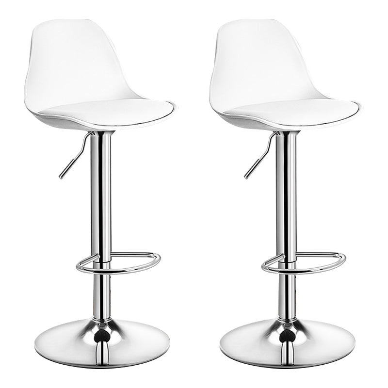 Modern Adjustable Height Bar Stool Swivel Plastic Low Back Counter Stool White Silver 2 Piece Set Clearhalo 'Bar Furniture' 'Bar Stools' 'bar_stools' 'furn' 'furn_bar_stools' 'furniture_bar_stools' 'Kitchen & Dining Furniture' 'kitchen&dining_furn' 'kitchen' 'kitchen_furn' Furniture' 4544884