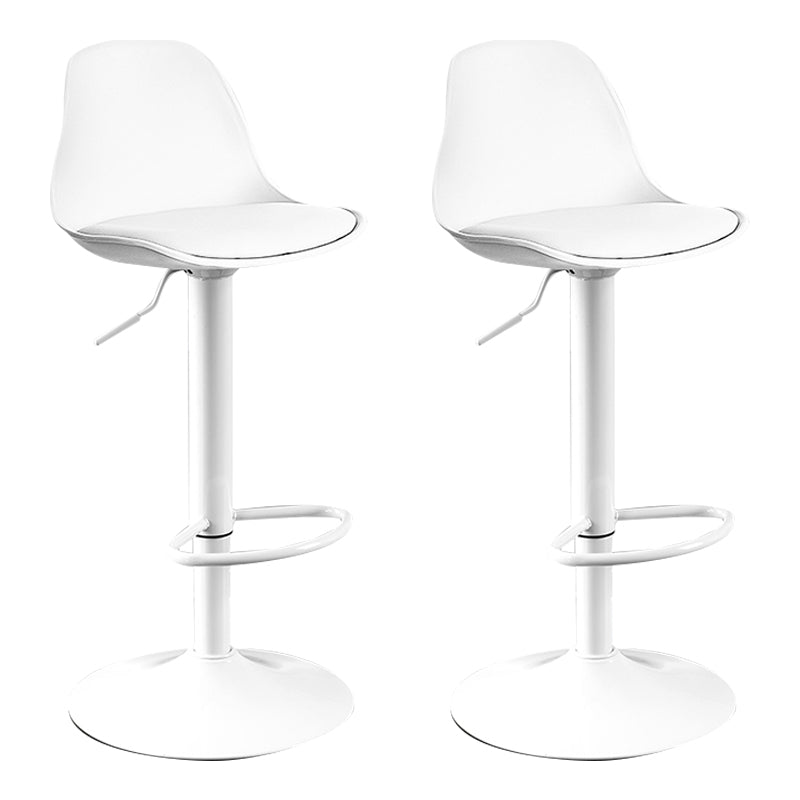 Modern Adjustable Height Bar Stool Swivel Plastic Low Back Counter Stool White White 2 Piece Set Clearhalo 'Bar Furniture' 'Bar Stools' 'bar_stools' 'furn' 'furn_bar_stools' 'furniture_bar_stools' 'Kitchen & Dining Furniture' 'kitchen&dining_furn' 'kitchen' 'kitchen_furn' Furniture' 4544885