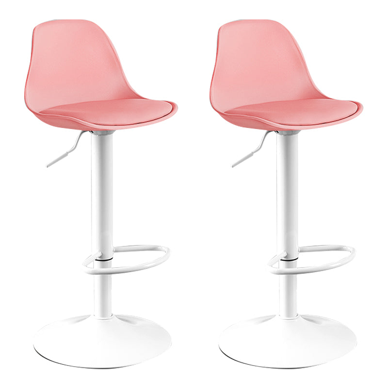 Modern Adjustable Height Bar Stool Swivel Plastic Low Back Counter Stool Pink White 2 Piece Set Clearhalo 'Bar Furniture' 'Bar Stools' 'bar_stools' 'furn' 'furn_bar_stools' 'furniture_bar_stools' 'Kitchen & Dining Furniture' 'kitchen&dining_furn' 'kitchen' 'kitchen_furn' Furniture' 4544887