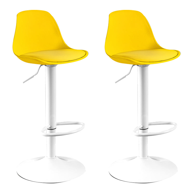 Modern Adjustable Height Bar Stool Swivel Plastic Low Back Counter Stool Yellow White 2 Piece Set Clearhalo 'Bar Furniture' 'Bar Stools' 'bar_stools' 'furn' 'furn_bar_stools' 'furniture_bar_stools' 'Kitchen & Dining Furniture' 'kitchen&dining_furn' 'kitchen' 'kitchen_furn' Furniture' 4544889