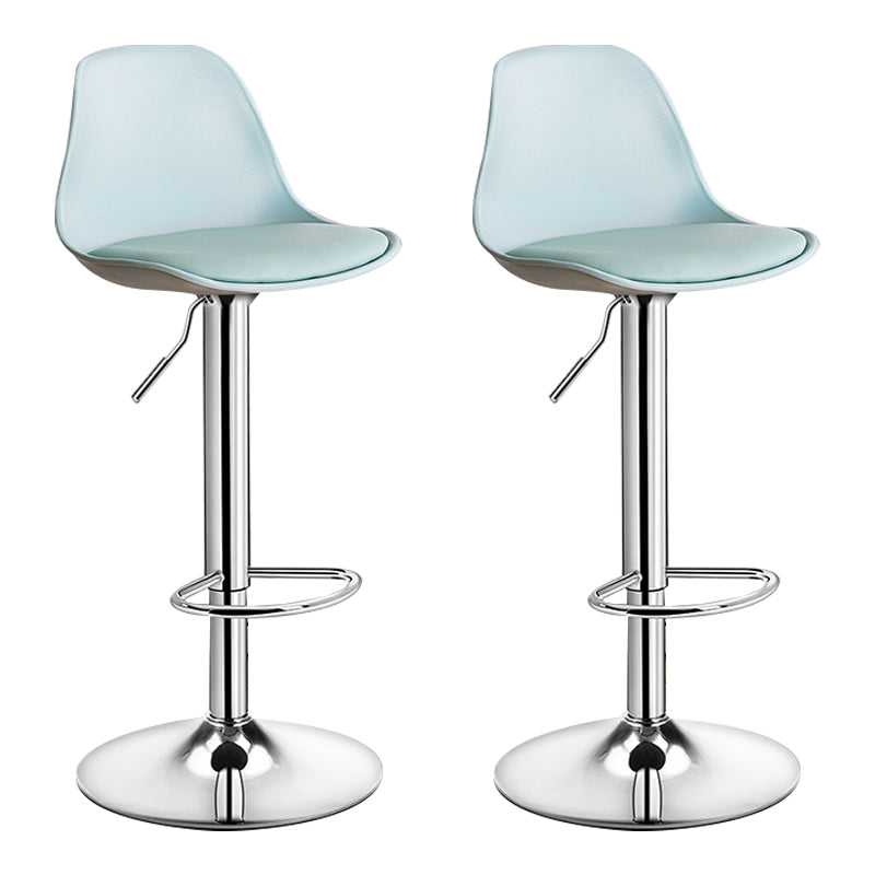 Modern Adjustable Height Bar Stool Swivel Plastic Low Back Counter Stool Light Green Silver 2 Piece Set Clearhalo 'Bar Furniture' 'Bar Stools' 'bar_stools' 'furn' 'furn_bar_stools' 'furniture_bar_stools' 'Kitchen & Dining Furniture' 'kitchen&dining_furn' 'kitchen' 'kitchen_furn' Furniture' 4544890