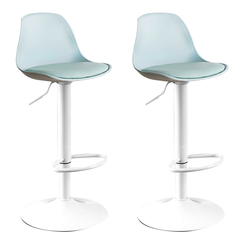 Modern Adjustable Height Bar Stool Swivel Plastic Low Back Counter Stool Light Green White 2 Piece Set Clearhalo 'Bar Furniture' 'Bar Stools' 'bar_stools' 'furn' 'furn_bar_stools' 'furniture_bar_stools' 'Kitchen & Dining Furniture' 'kitchen&dining_furn' 'kitchen' 'kitchen_furn' Furniture' 4544891