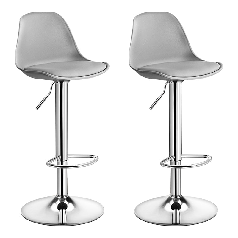 Modern Adjustable Height Bar Stool Swivel Plastic Low Back Counter Stool Grey Silver 2 Piece Set Clearhalo 'Bar Furniture' 'Bar Stools' 'bar_stools' 'furn' 'furn_bar_stools' 'furniture_bar_stools' 'Kitchen & Dining Furniture' 'kitchen&dining_furn' 'kitchen' 'kitchen_furn' Furniture' 4544894