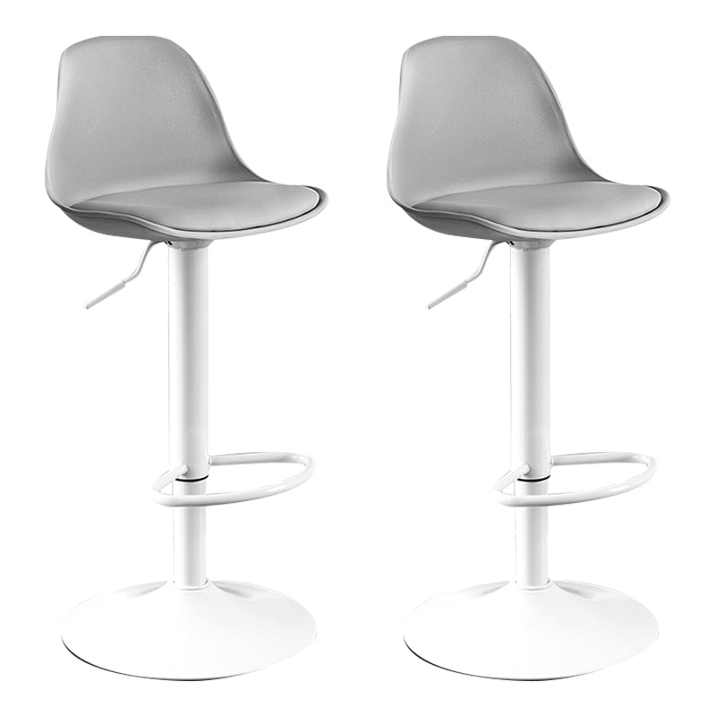 Modern Adjustable Height Bar Stool Swivel Plastic Low Back Counter Stool Grey White 2 Piece Set Clearhalo 'Bar Furniture' 'Bar Stools' 'bar_stools' 'furn' 'furn_bar_stools' 'furniture_bar_stools' 'Kitchen & Dining Furniture' 'kitchen&dining_furn' 'kitchen' 'kitchen_furn' Furniture' 4544895