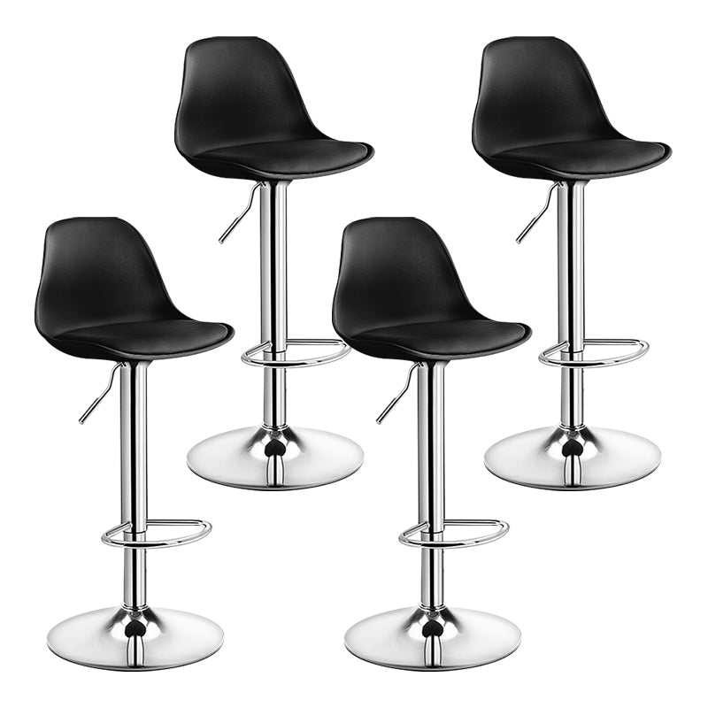 Modern Adjustable Height Bar Stool Swivel Plastic Low Back Counter Stool Black Silver 4 Piece Set Clearhalo 'Bar Furniture' 'Bar Stools' 'bar_stools' 'furn' 'furn_bar_stools' 'furniture_bar_stools' 'Kitchen & Dining Furniture' 'kitchen&dining_furn' 'kitchen' 'kitchen_furn' Furniture' 4544896