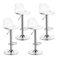 Modern Adjustable Height Bar Stool Swivel Plastic Low Back Counter Stool White Silver 4 Piece Set Clearhalo 'Bar Furniture' 'Bar Stools' 'bar_stools' 'furn' 'furn_bar_stools' 'furniture_bar_stools' 'Kitchen & Dining Furniture' 'kitchen&dining_furn' 'kitchen' 'kitchen_furn' Furniture' 4544898