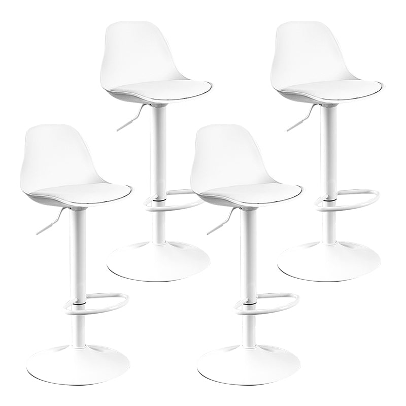 Modern Adjustable Height Bar Stool Swivel Plastic Low Back Counter Stool White White 4 Piece Set Clearhalo 'Bar Furniture' 'Bar Stools' 'bar_stools' 'furn' 'furn_bar_stools' 'furniture_bar_stools' 'Kitchen & Dining Furniture' 'kitchen&dining_furn' 'kitchen' 'kitchen_furn' Furniture' 4544899