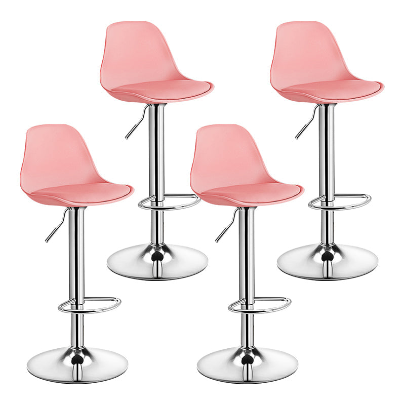 Modern Adjustable Height Bar Stool Swivel Plastic Low Back Counter Stool Pink Silver 4 Piece Set Clearhalo 'Bar Furniture' 'Bar Stools' 'bar_stools' 'furn' 'furn_bar_stools' 'furniture_bar_stools' 'Kitchen & Dining Furniture' 'kitchen&dining_furn' 'kitchen' 'kitchen_furn' Furniture' 4544900