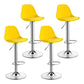 Modern Adjustable Height Bar Stool Swivel Plastic Low Back Counter Stool Yellow Silver 4 Piece Set Clearhalo 'Bar Furniture' 'Bar Stools' 'bar_stools' 'furn' 'furn_bar_stools' 'furniture_bar_stools' 'Kitchen & Dining Furniture' 'kitchen&dining_furn' 'kitchen' 'kitchen_furn' Furniture' 4544902