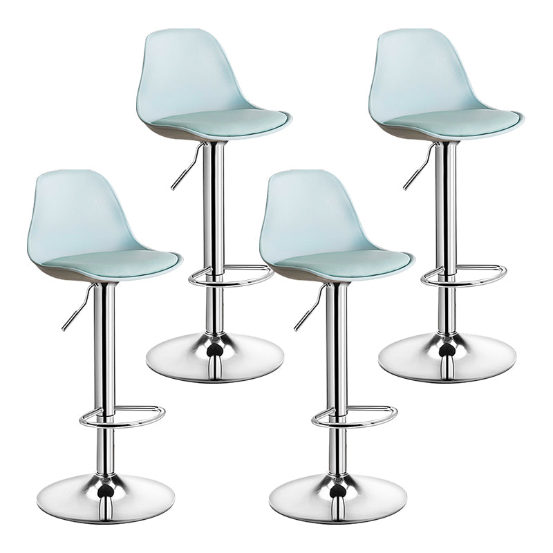 Modern Adjustable Height Bar Stool Swivel Plastic Low Back Counter Stool Light Green Silver 4 Piece Set Clearhalo 'Bar Furniture' 'Bar Stools' 'bar_stools' 'furn' 'furn_bar_stools' 'furniture_bar_stools' 'Kitchen & Dining Furniture' 'kitchen&dining_furn' 'kitchen' 'kitchen_furn' Furniture' 4544904