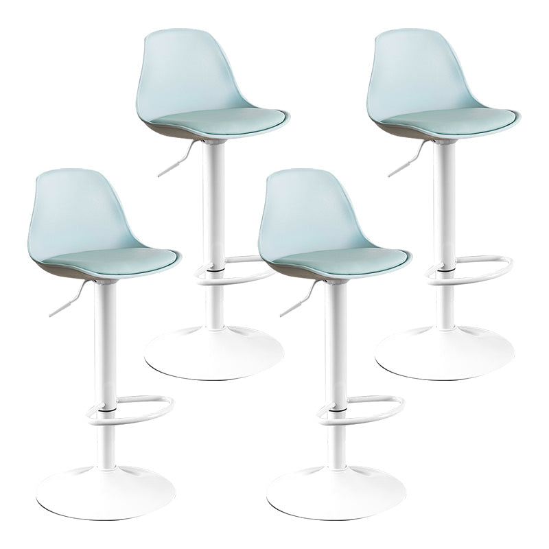 Modern Adjustable Height Bar Stool Swivel Plastic Low Back Counter Stool Light Green White 4 Piece Set Clearhalo 'Bar Furniture' 'Bar Stools' 'bar_stools' 'furn' 'furn_bar_stools' 'furniture_bar_stools' 'Kitchen & Dining Furniture' 'kitchen&dining_furn' 'kitchen' 'kitchen_furn' Furniture' 4544905