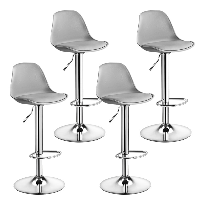 Modern Adjustable Height Bar Stool Swivel Plastic Low Back Counter Stool Grey Silver 4 Piece Set Clearhalo 'Bar Furniture' 'Bar Stools' 'bar_stools' 'furn' 'furn_bar_stools' 'furniture_bar_stools' 'Kitchen & Dining Furniture' 'kitchen&dining_furn' 'kitchen' 'kitchen_furn' Furniture' 4544908