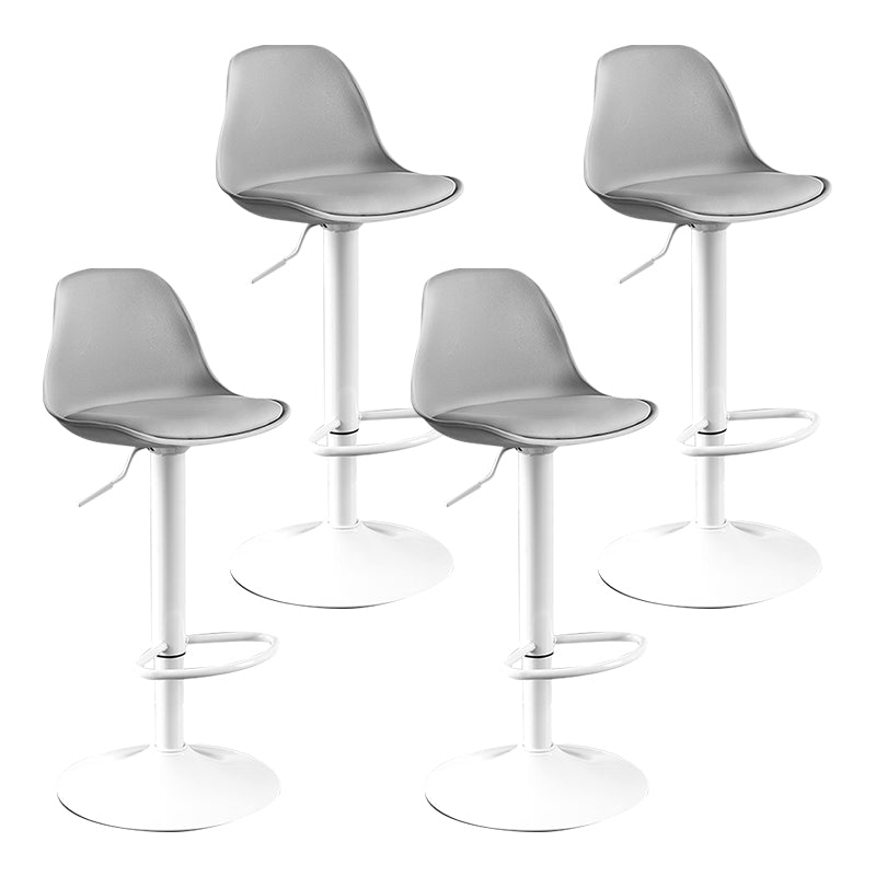 Modern Adjustable Height Bar Stool Swivel Plastic Low Back Counter Stool Grey White 4 Piece Set Clearhalo 'Bar Furniture' 'Bar Stools' 'bar_stools' 'furn' 'furn_bar_stools' 'furniture_bar_stools' 'Kitchen & Dining Furniture' 'kitchen&dining_furn' 'kitchen' 'kitchen_furn' Furniture' 4544909
