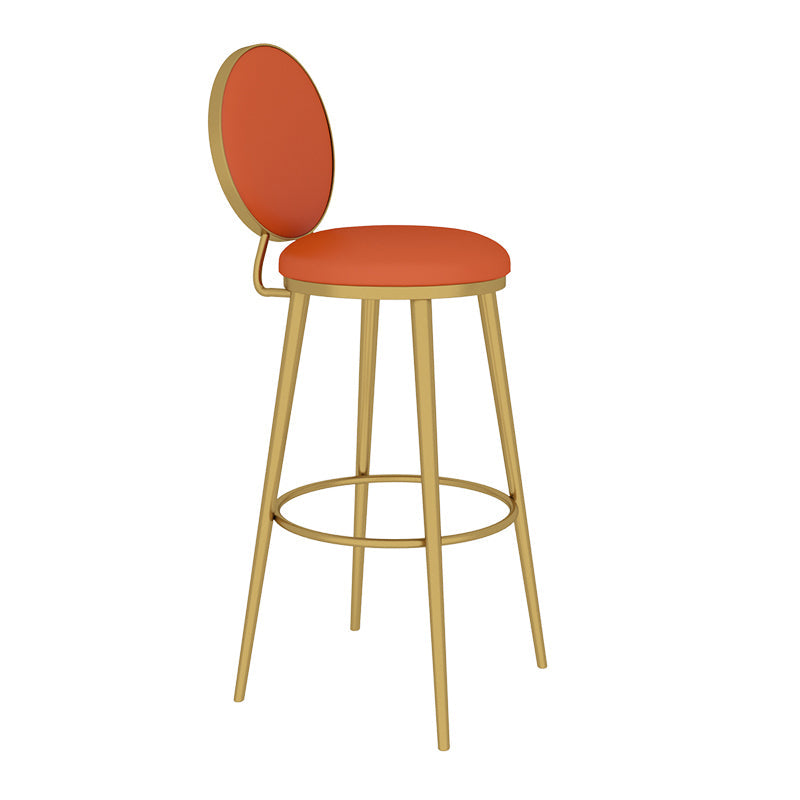 Glam Counter Bar Stool Backrest Leather Bar Stool with Footrest, Iron Base 1 Piece Clearhalo 'Bar Furniture' 'Bar Stools' 'bar_stools' 'furn' 'furn_bar_stools' 'furniture_bar_stools' 'Kitchen & Dining Furniture' 'kitchen&dining_furn' 'kitchen' 'kitchen_furn' Furniture' 4544912