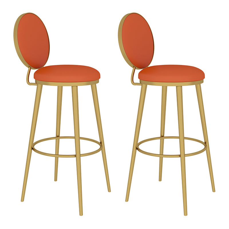 Glam Counter Bar Stool Backrest Leather Bar Stool with Footrest, Iron Base 2 Piece Set Clearhalo 'Bar Furniture' 'Bar Stools' 'bar_stools' 'furn' 'furn_bar_stools' 'furniture_bar_stools' 'Kitchen & Dining Furniture' 'kitchen&dining_furn' 'kitchen' 'kitchen_furn' Furniture' 4544913