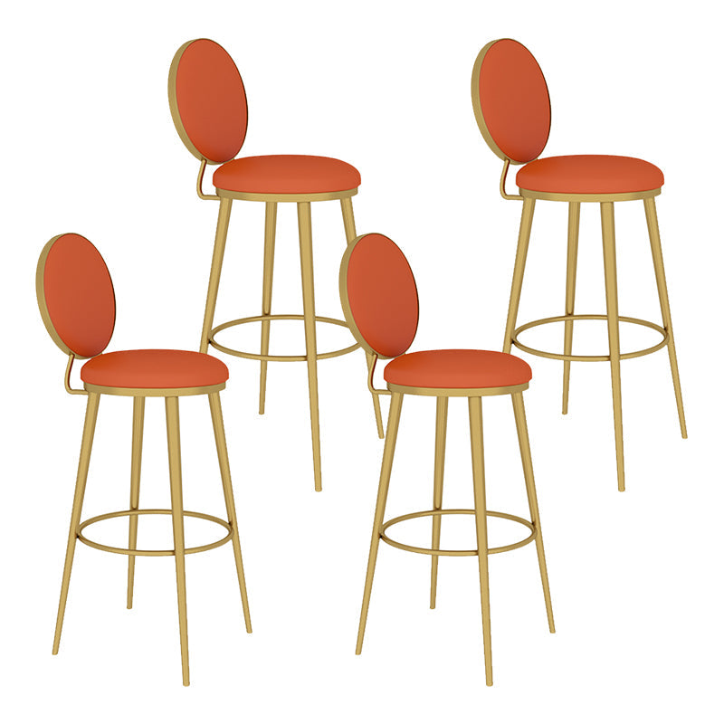 Glam Counter Bar Stool Backrest Leather Bar Stool with Footrest, Iron Base 4 Piece Set Clearhalo 'Bar Furniture' 'Bar Stools' 'bar_stools' 'furn' 'furn_bar_stools' 'furniture_bar_stools' 'Kitchen & Dining Furniture' 'kitchen&dining_furn' 'kitchen' 'kitchen_furn' Furniture' 4544915
