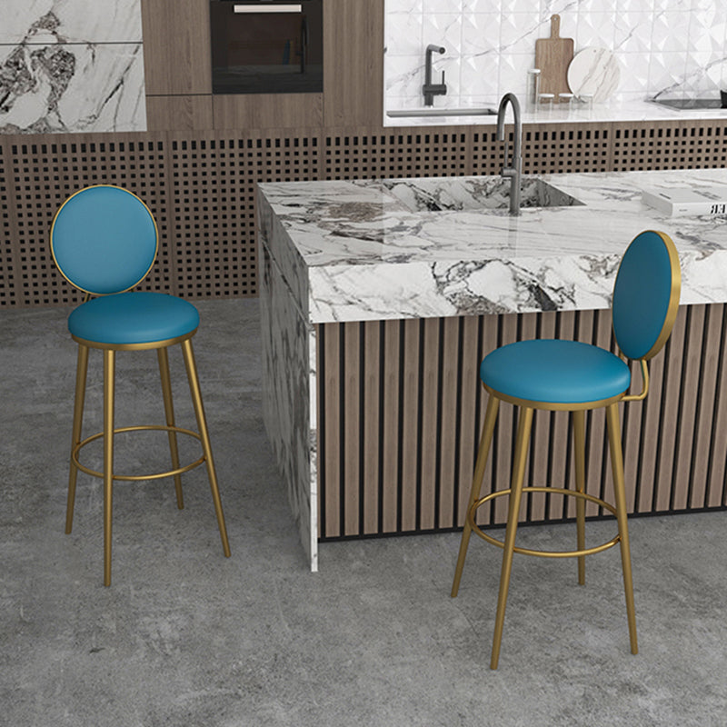 Glam Counter Bar Stool Backrest Leather Bar Stool with Footrest, Iron Base Clearhalo 'Bar Furniture' 'Bar Stools' 'bar_stools' 'furn' 'furn_bar_stools' 'furniture_bar_stools' 'Kitchen & Dining Furniture' 'kitchen&dining_furn' 'kitchen' 'kitchen_furn' Furniture' 4544917