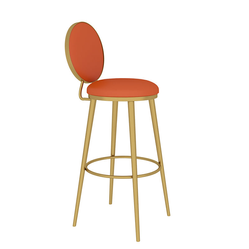 Glam Counter Bar Stool Backrest Leather Bar Stool with Footrest, Iron Base Clearhalo 'Bar Furniture' 'Bar Stools' 'bar_stools' 'furn' 'furn_bar_stools' 'furniture_bar_stools' 'Kitchen & Dining Furniture' 'kitchen&dining_furn' 'kitchen' 'kitchen_furn' Furniture' 4544918