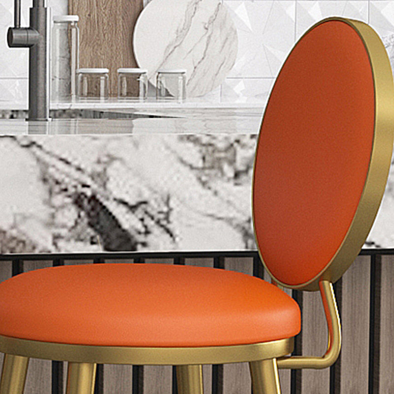 Glam Counter Bar Stool Backrest Leather Bar Stool with Footrest, Iron Base Clearhalo 'Bar Furniture' 'Bar Stools' 'bar_stools' 'furn' 'furn_bar_stools' 'furniture_bar_stools' 'Kitchen & Dining Furniture' 'kitchen&dining_furn' 'kitchen' 'kitchen_furn' Furniture' 4544920