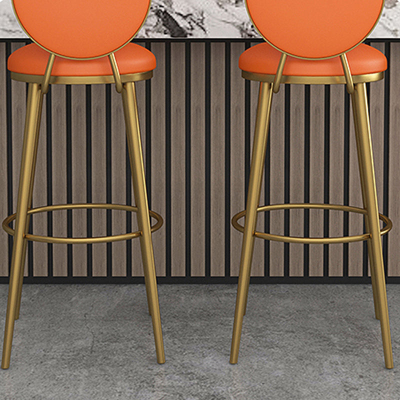 Glam Counter Bar Stool Backrest Leather Bar Stool with Footrest, Iron Base Clearhalo 'Bar Furniture' 'Bar Stools' 'bar_stools' 'furn' 'furn_bar_stools' 'furniture_bar_stools' 'Kitchen & Dining Furniture' 'kitchen&dining_furn' 'kitchen' 'kitchen_furn' Furniture' 4544921